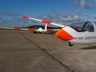 Two Grob Viking TX Mk1 gliders of 614 Volunteer Gliding Squadron at Wethersfield (Crown Copyright)