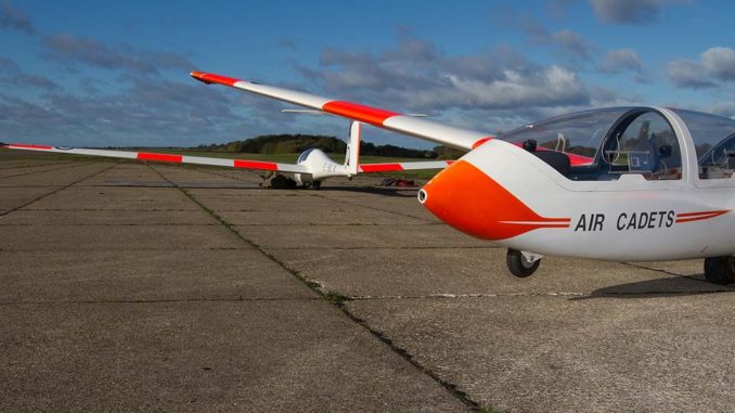 Two Grob Viking TX Mk1 gliders of 614 Volunteer Gliding Squadron at Wethersfield (Crown Copyright)