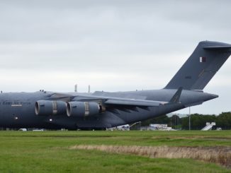 Boeing C17 A7-MAC at Cardiff Airport (Image: Ian Grinter)