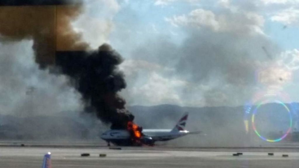 BA2276 on fire in Las Vegas (Image: Reggie Faer)