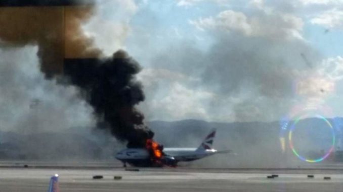 BA2276 on fire in Las Vegas (Image: Reggie Faer)