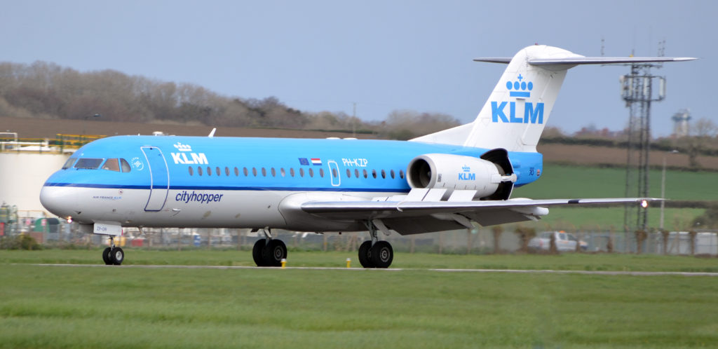 KLM's final Fokker f70 flight from Cardiff Airport