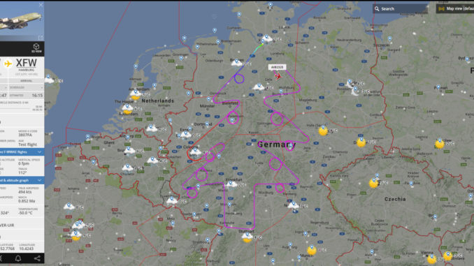 Airbus draws giant Christmas tree over Germany