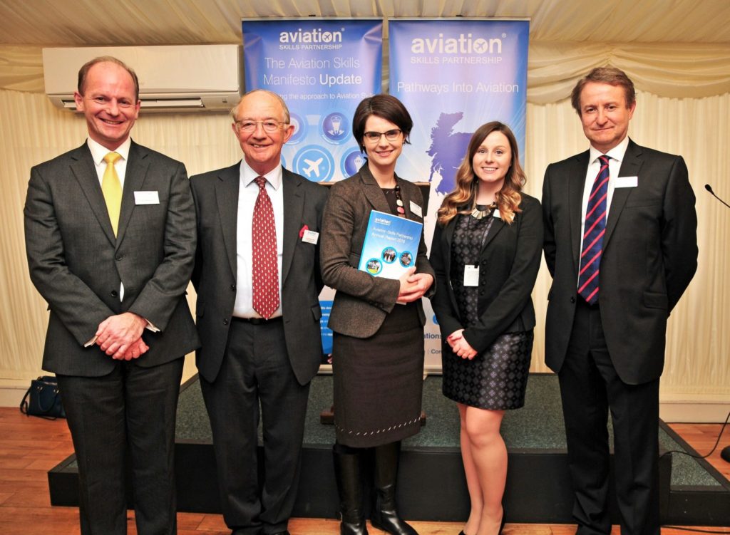 (L – R) Speakers on the evening included Air Vice-Marshal Mike Wigston CBE Assistant Chief of the Air Staff, Air Marshall Sir Christopher Coville RAF, MP Norwich North Chloe Smith, ASP Ambassador Anna McGrady and ASP Founder and Chief Executive Simon Witts