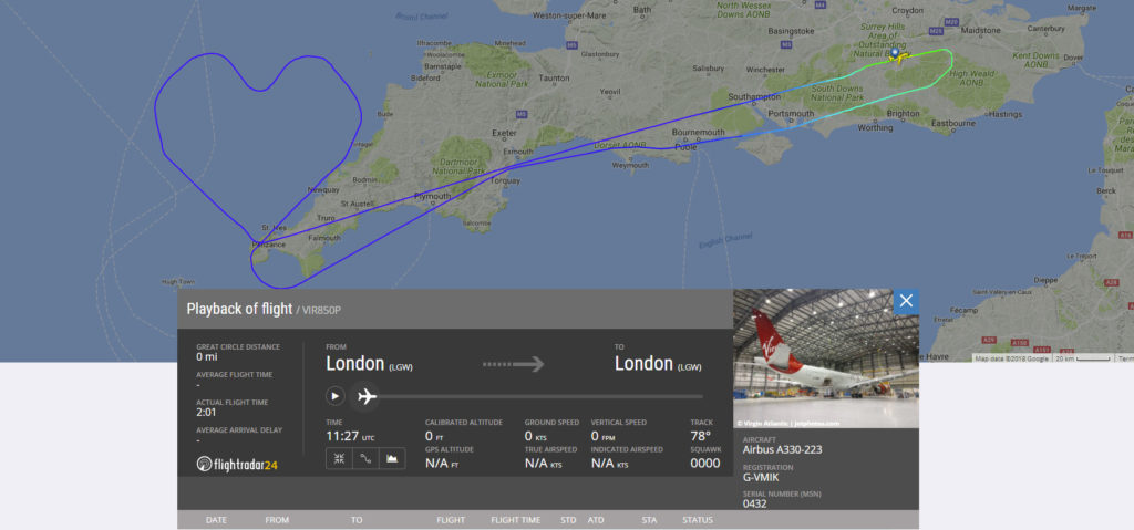 Virgin Atlantic fills the Cornish sky with love