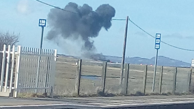 The scene shortly after the crash at RAF Valley
