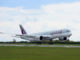 Qatar Airways A350-900 arrives into Cardiff Airport