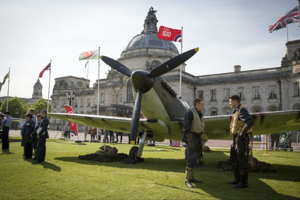 Spitfire outside City Hall Cardiff