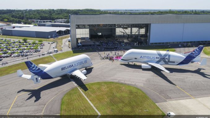 Airbus Beluga next to Airbus Beluga XL (Image: F.Montet/Airbus)