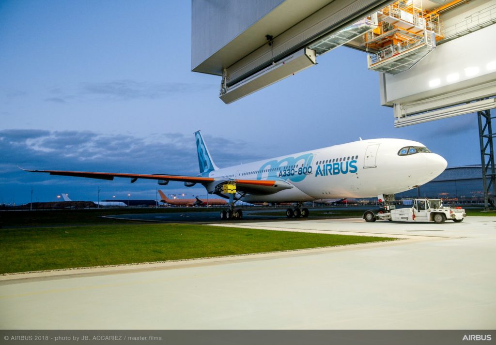 A330-800neo rolls out of the paintshop