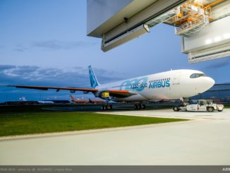A330-800neo rolls out of the paintshop
