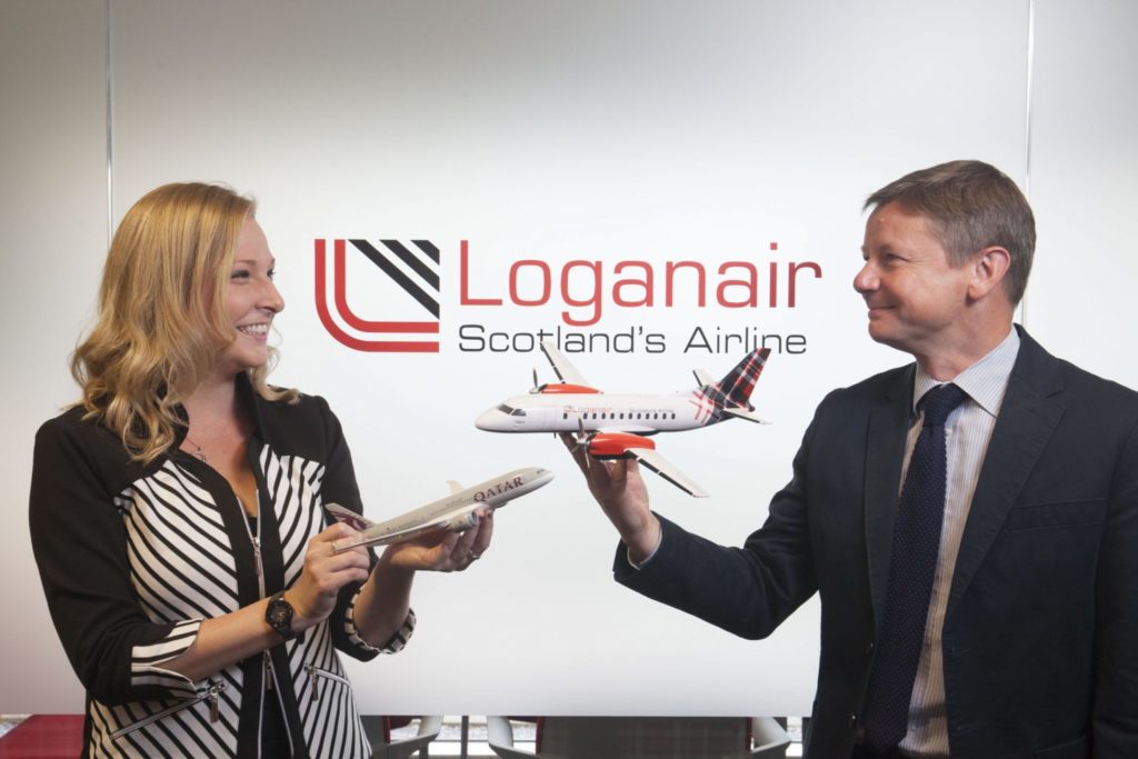 Roy Bogle, Loganair’s Director of Revenue and Scheduling and Jenna Donaldson, Qatar Airway’s Account Manager