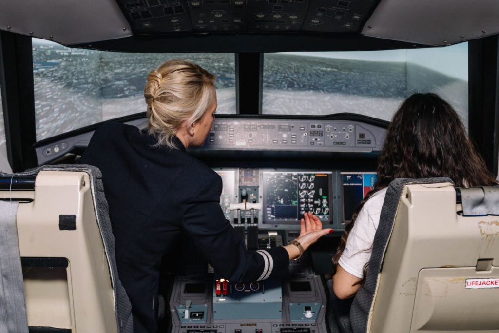 Trying out the simulator at the BA Flying Futures event (Image: BA / Stuart Bailey)
