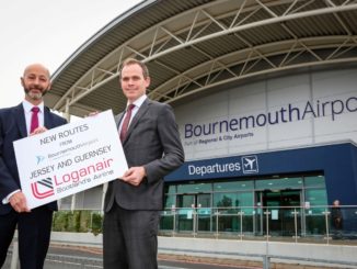 Andrew Bell, Chief Executive Officer of Regional & City Airports, right, which owns and operates Bournemouth Airport, and Stephen Gill, the airport’s Managing Director.