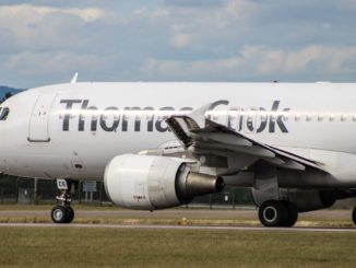 A Smartlynx Airbus operating for Thomas Cook at Cardiff Airport