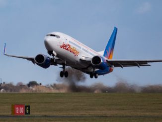 Jet2 Boeing 737 G-GDFB on a charter flight at Cardiff Airport