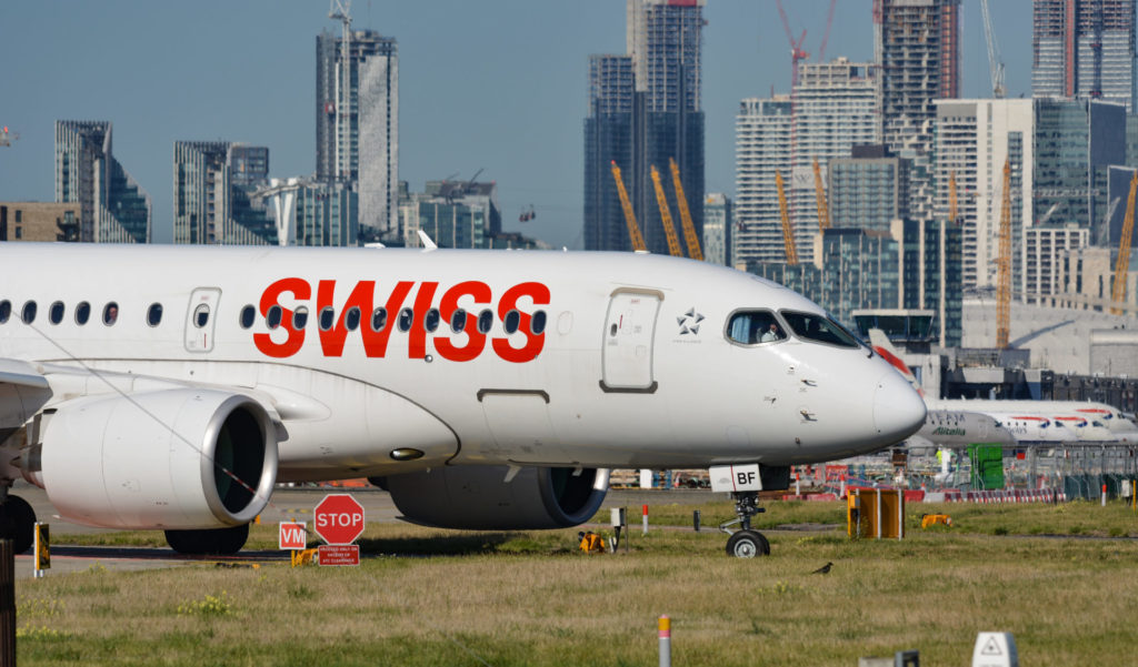 A Swiss Airbus A220 seen at London City Airport (Image: UK Aviation Media)