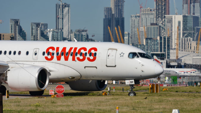 A Swiss Airbus A220 seen at London City Airport (Image: UK Aviation Media)