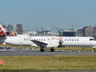 A Loganair Saab at London City Airport (Image: TransportMedia UK)