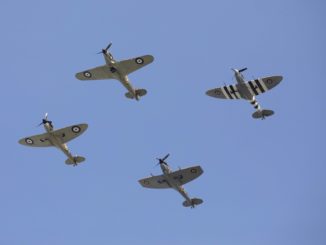 Image shows a BBMF fly past at the the Battle of Britain Service at Westminster Abbey. ©Crown Copyright
