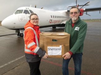 Shetland Food Bank gets a delivery from Loganair
