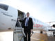 Teesside mayor Ben Houchen with Embraer 145 Spirit of Teesside