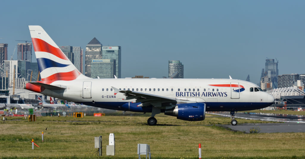 G-EUNA waits to line up at London City Airport for another departure to New York (Image: TransportMedia UK)