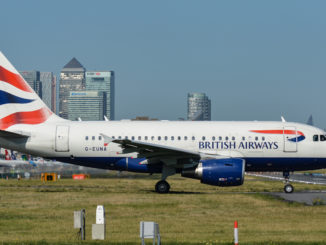 G-EUNA waits to line up at London City Airport for another departure to New York (Image: TransportMedia UK)