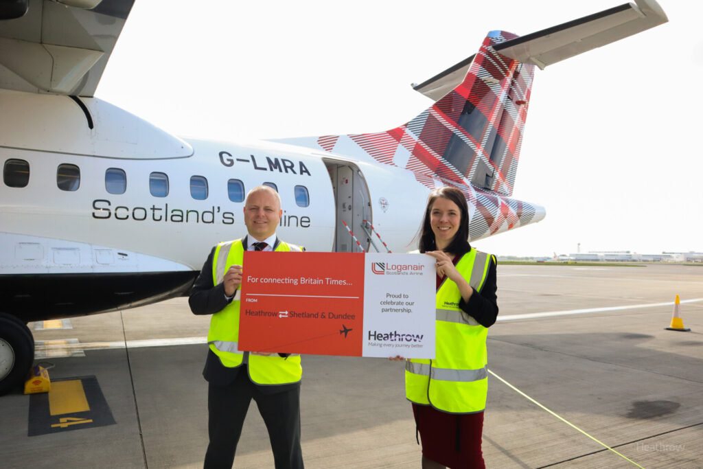 Loganair CEO Jonathan Hinkles and Heathrow’s Aviation Director, Joanna Taso