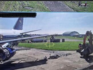 An image posted on X showing the destruction of G-BYGC by eCube