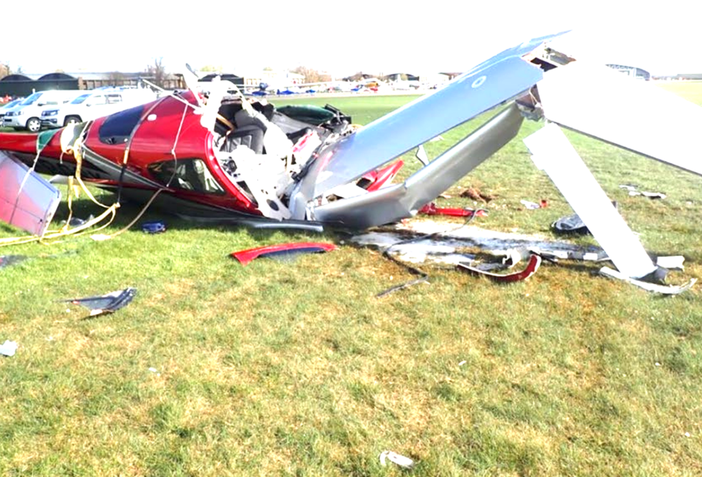 Crash of Cirrus SR22 at Duxford (Image: AAIB)