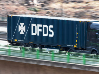 wilnsdorf, north rhine westphalia/germany - 17 03 2021: a dfds transport speeding on a german highway