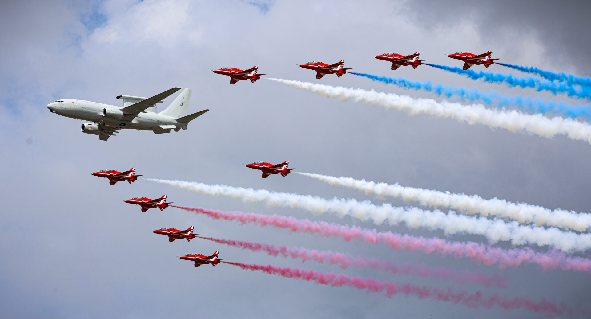 The Royal Air Force E-7 Wedgetail flew with the iconic Red Arriws at RIAT (Image: Crown Copyright)