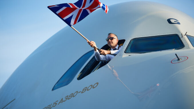 Etihad A380 in London