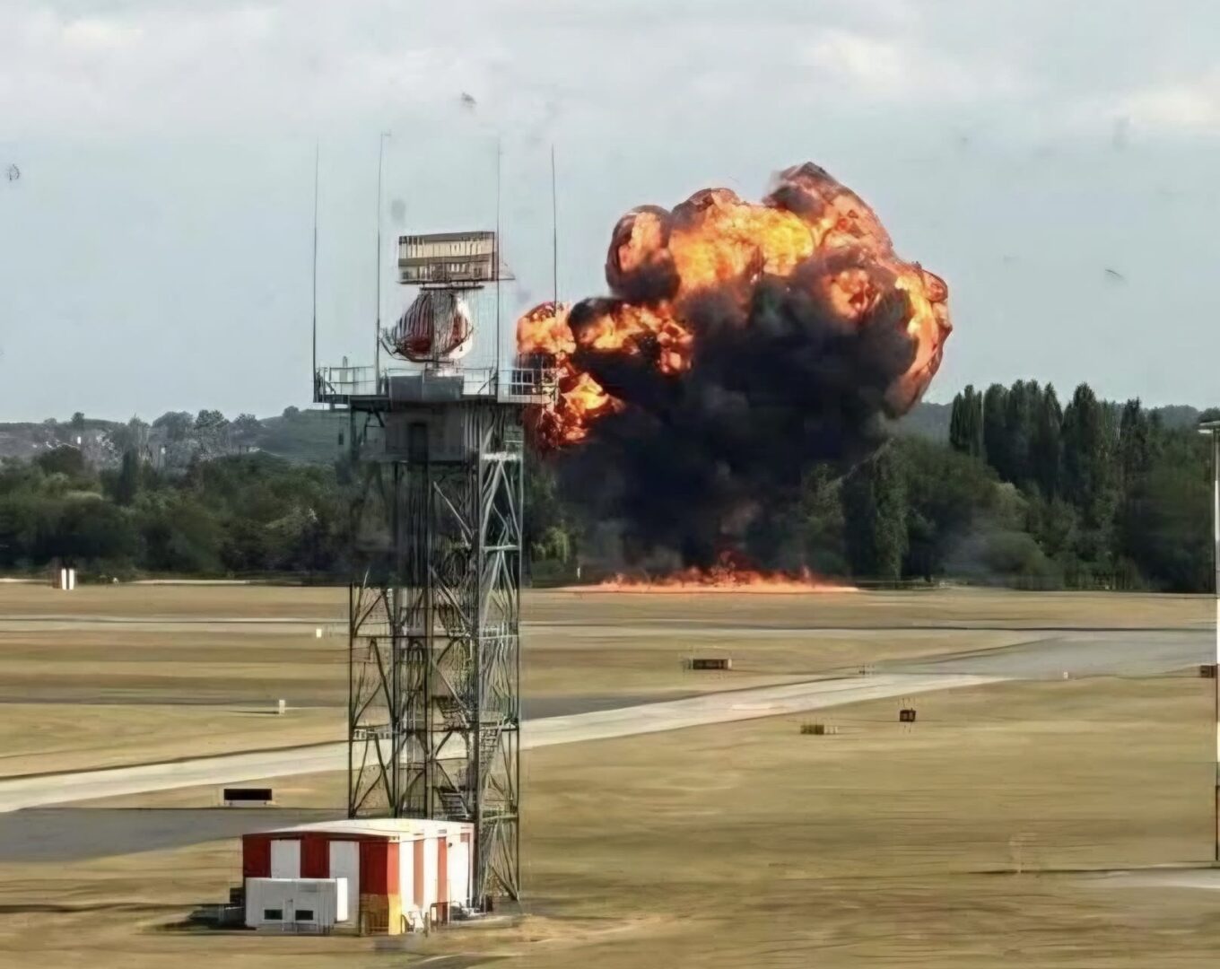 A photo, widely shared on social media, shows the moment of impact at Southend Airport