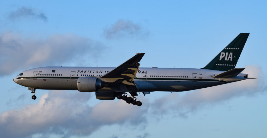 PIA 777 landing at Heathrow