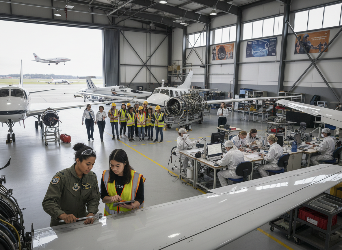 Women and Girls training in Aviation Engineering STEM programmes (AI Image)