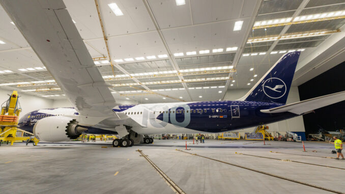 Lufthansa Boeing 787-9 D-ABPU wears its special livery ahead of delivery.